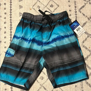 Kanu Blue Striped Swim Shorts Trunks NWT Size Small
